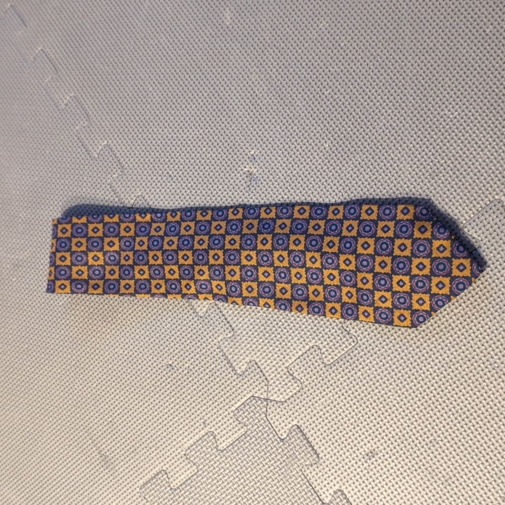 Giorgio Armani Yellow and Blue Geometric Silk Tie